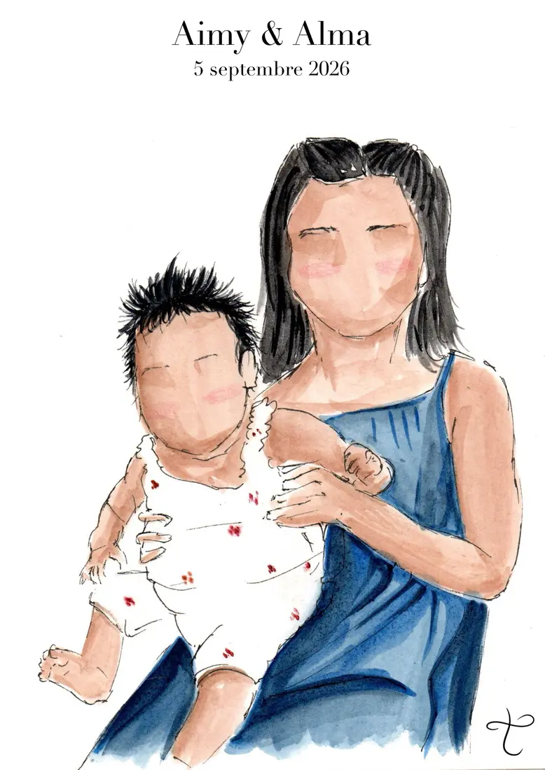 Portrait aquarelle d’Aimy et Alma, 5 septembre 2026